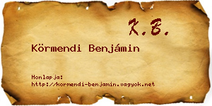 Körmendi Benjámin névjegykártya
